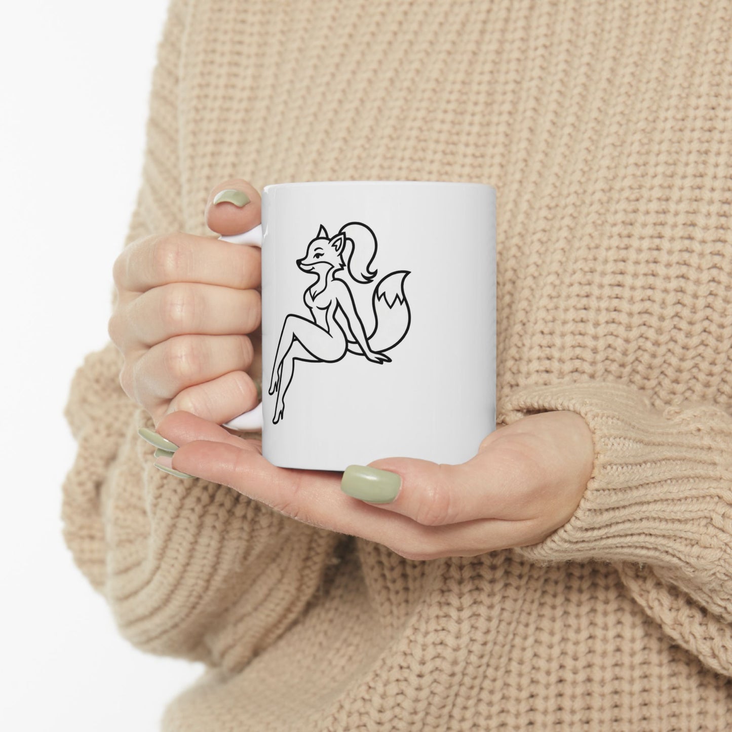 Foxy Felon Originals Logo Mug  | White Ceramic Coffee & Tea Mug | Premium Pin-Up Fox Design