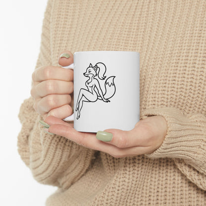 Foxy Felon Originals Logo Mug  | White Ceramic Coffee & Tea Mug | Premium Pin-Up Fox Design