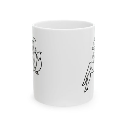 Foxy Felon Originals Logo Mug  | White Ceramic Coffee & Tea Mug | Premium Pin-Up Fox Design