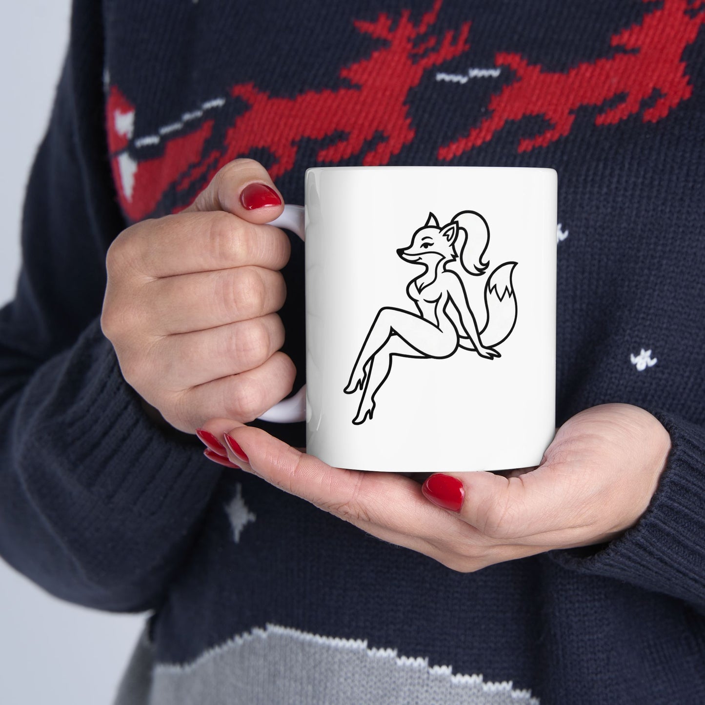 Foxy Felon Originals Logo Mug  | White Ceramic Coffee & Tea Mug | Premium Pin-Up Fox Design