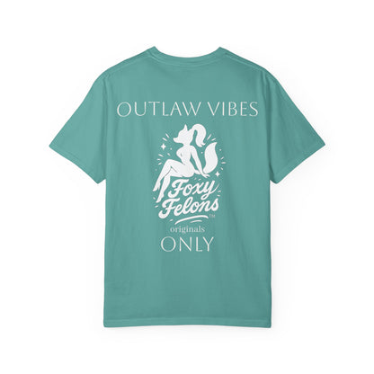 Outlaw Vibes Only crewneck tshirt by Foxy Felons Originals
