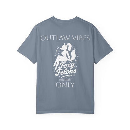 Outlaw Vibes Only crewneck tshirt by Foxy Felons Originals