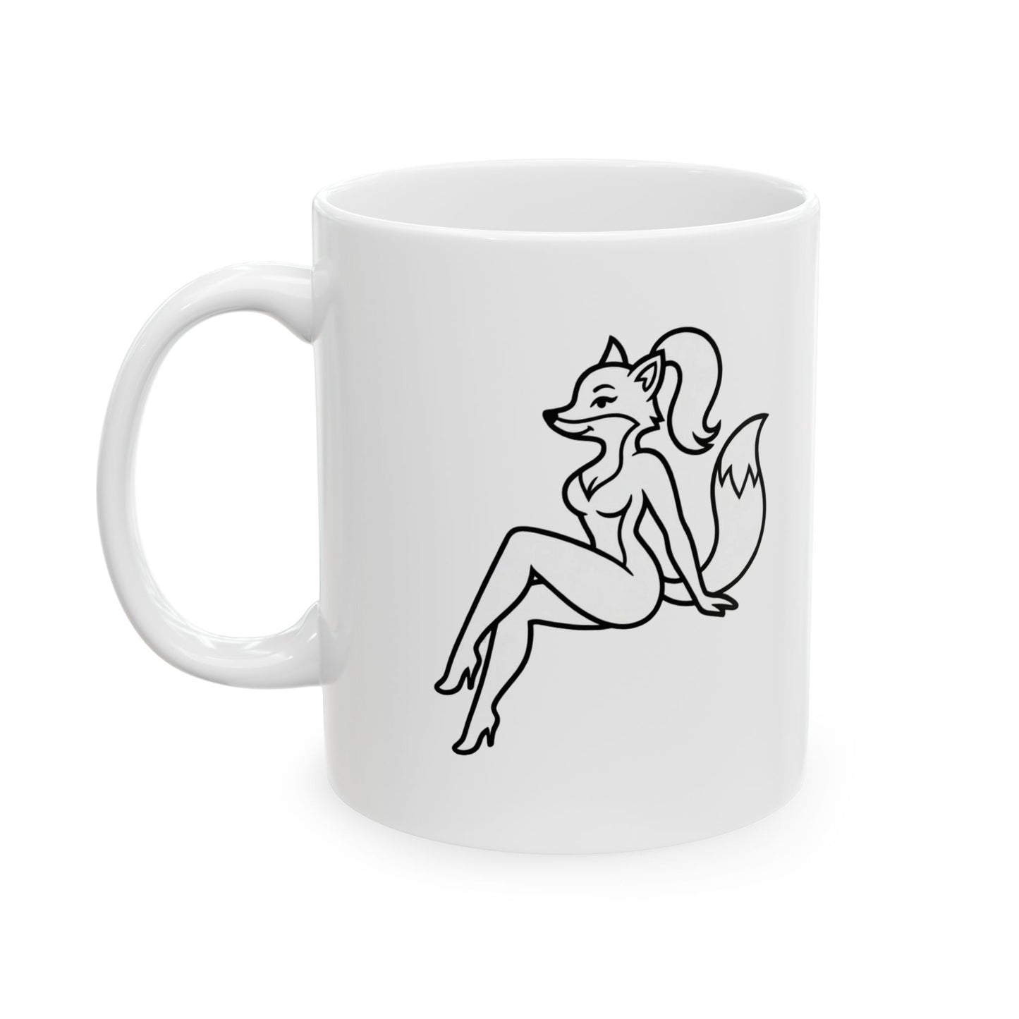Foxy Felon Originals Logo Mug  | White Ceramic Coffee & Tea Mug | Premium Pin-Up Fox Design