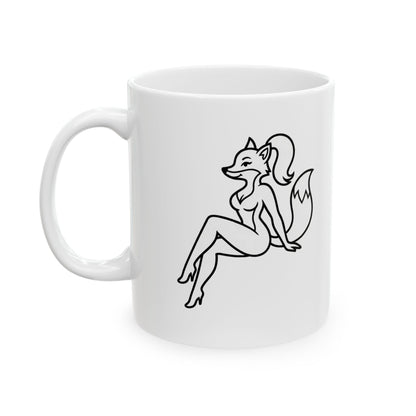 Foxy Felon Originals Logo Mug  | White Ceramic Coffee & Tea Mug | Premium Pin-Up Fox Design