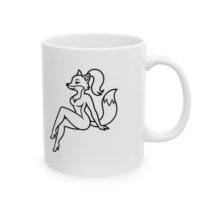 Foxy Felon Originals Logo Mug  | White Ceramic Coffee & Tea Mug | Premium Pin-Up Fox Design